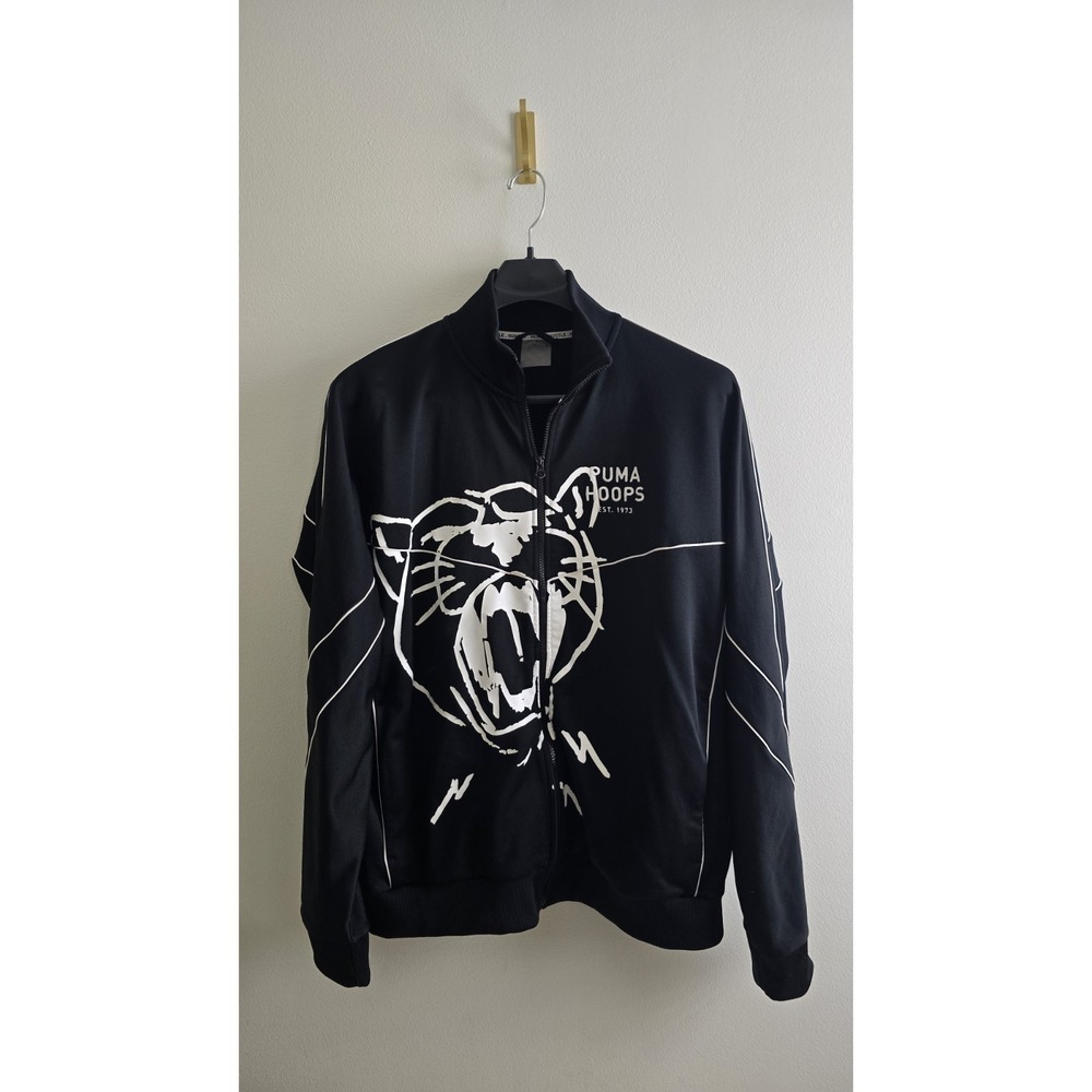 Puma Hoops Basketball Track Jacket XXL Black Full Zip Graphic Streetwear